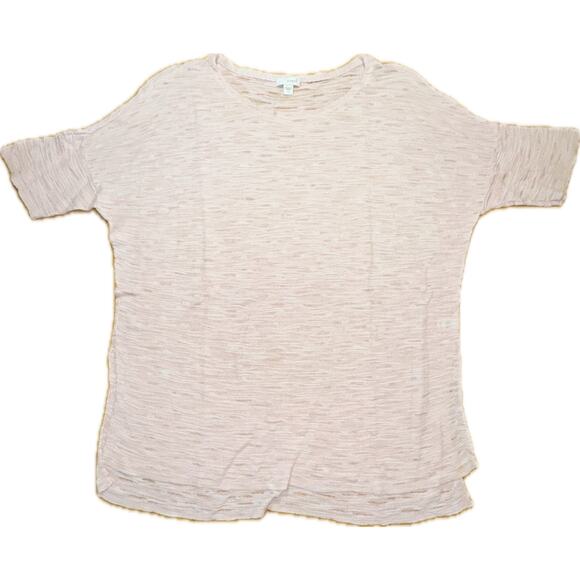 Pure Jill Women's Light Pink Slub Knit Short Sleeve Top Size L Casual Spring Tee - Picture 1 of 5